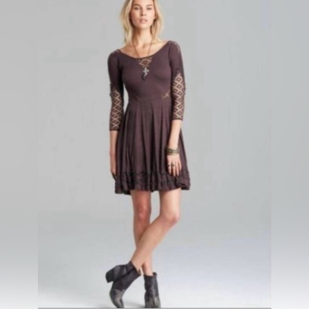 Free People Boho Lace-Trim Dress – Size Small